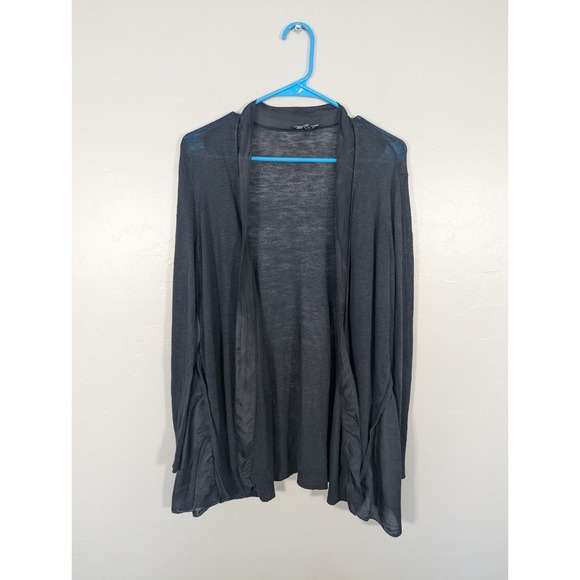 Eileen Fisher Sweaters - Eileen Fisher Linen Silk Blend Open Front Cardigan navy M Silk Trim
